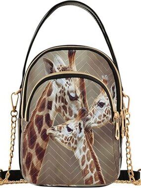 Quilted Giraffe Crossbody Bag for Women – Small Travel Phone Purse